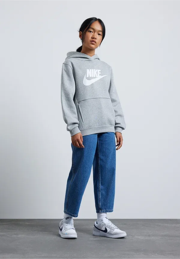 Толстовка с капюшоном Nike Sportswear Club, тёмно-серый меланж/белый — фото 2