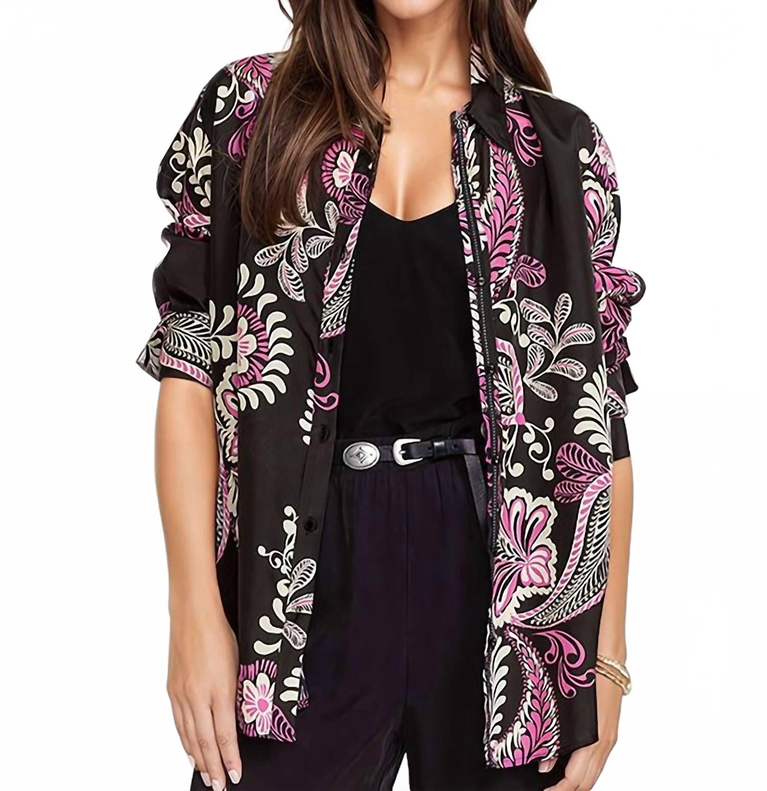 

Мэлани Расслабленная блузка в черном мульти Johnny Was