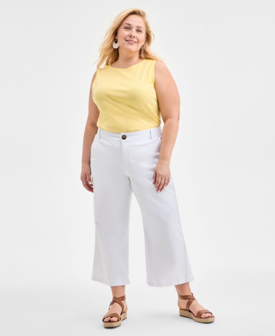 

Укороченные брюки больших размеров с широкими штанинами Style & Co, Bright White