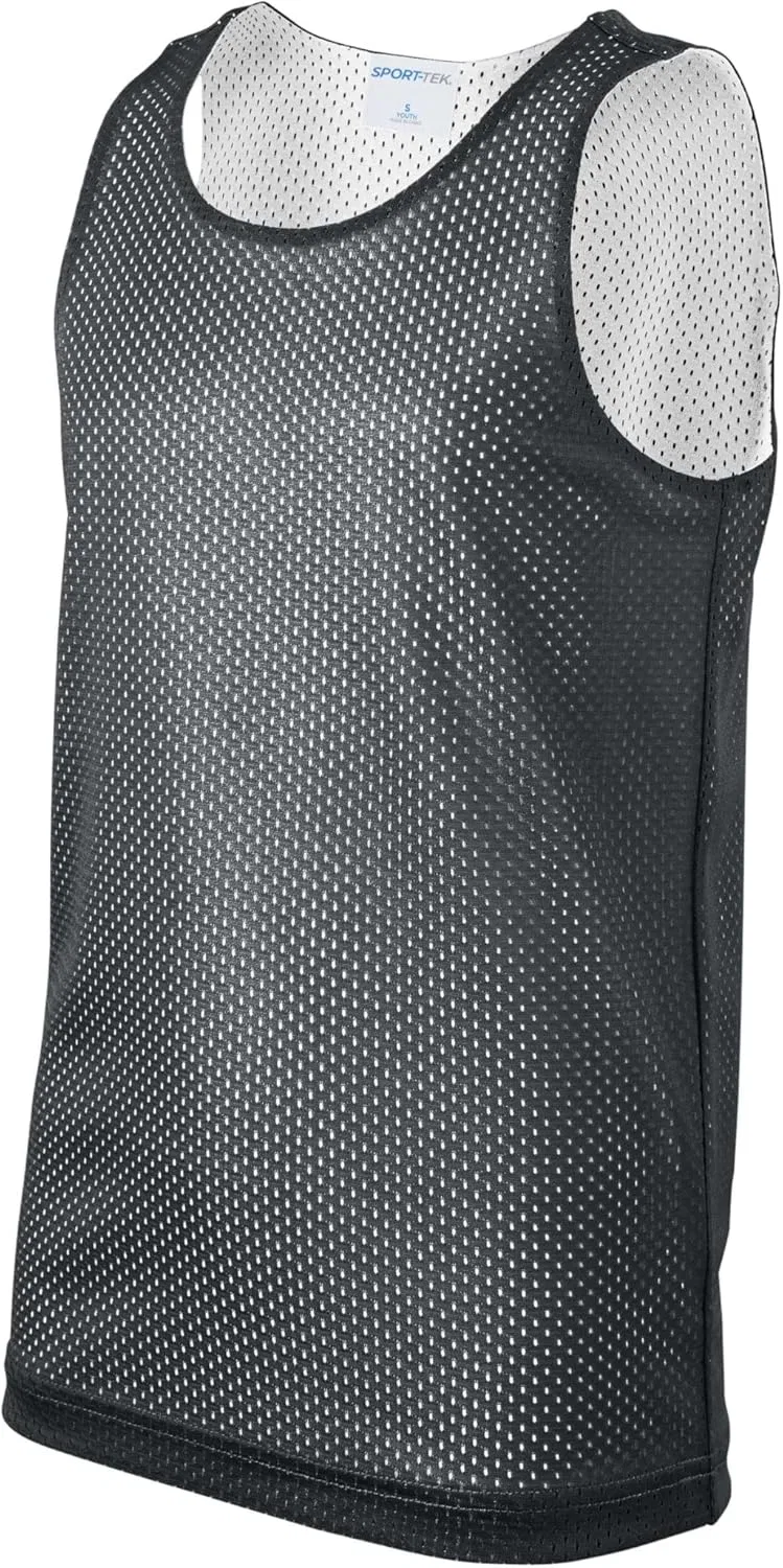 Детский реверсивный топ-сетка SPORT-TEK, цвет Iron Grey/White — фото 3
