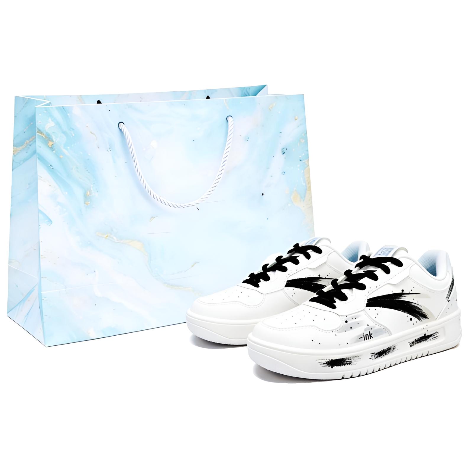 

ANTA Легкие нескользящие износостойкие низкие кроссовки для скейтбординга Unisex черно-белые