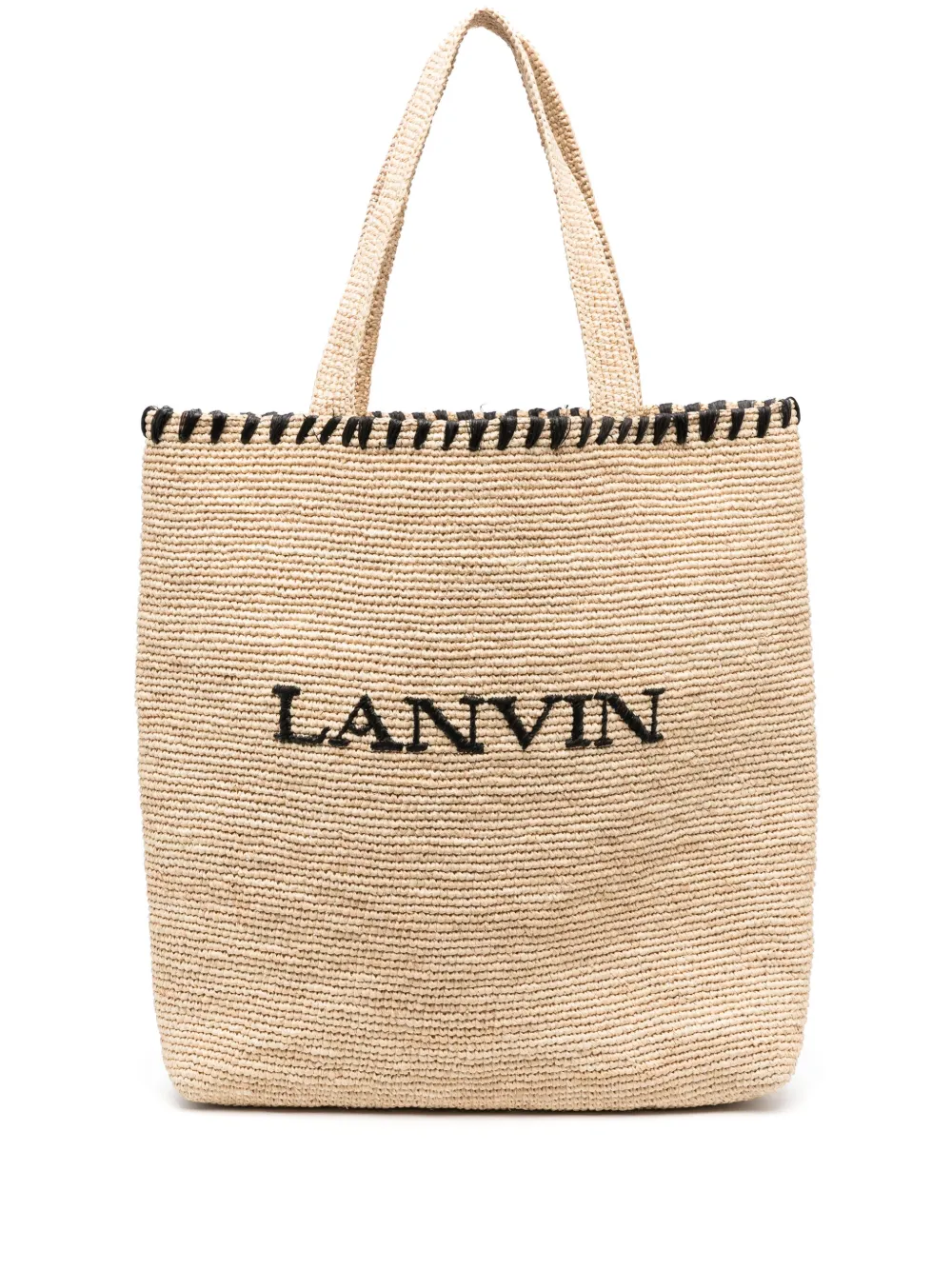 

Сумка-тоут из рафии с вышитым логотипом Lanvin, нейтральный