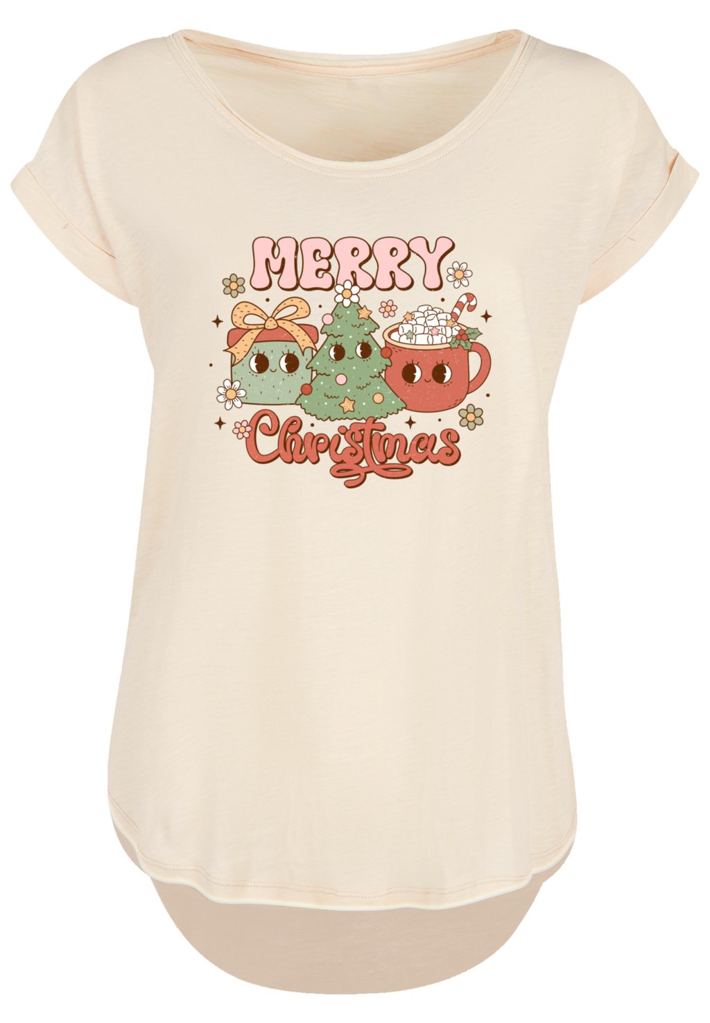 

Футболка с принтом WEIHNACHTEN MERRY CHRISTMAS COZY AND CUTE F4NT4STIC, песочный