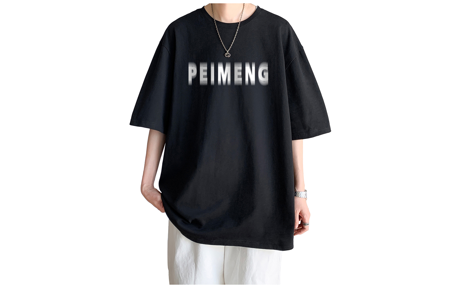 

Футболка с коротким рукавом унисекс PEIMENG, темно-серая (белый принт)