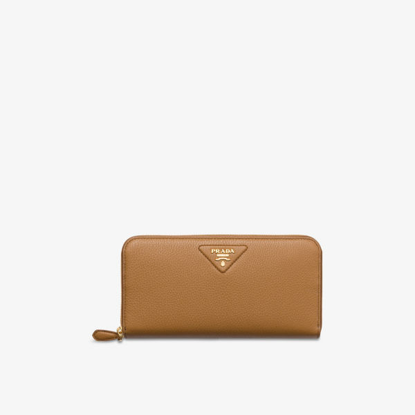 

Кошелек Prada кожаный с логотипом, коричневый
