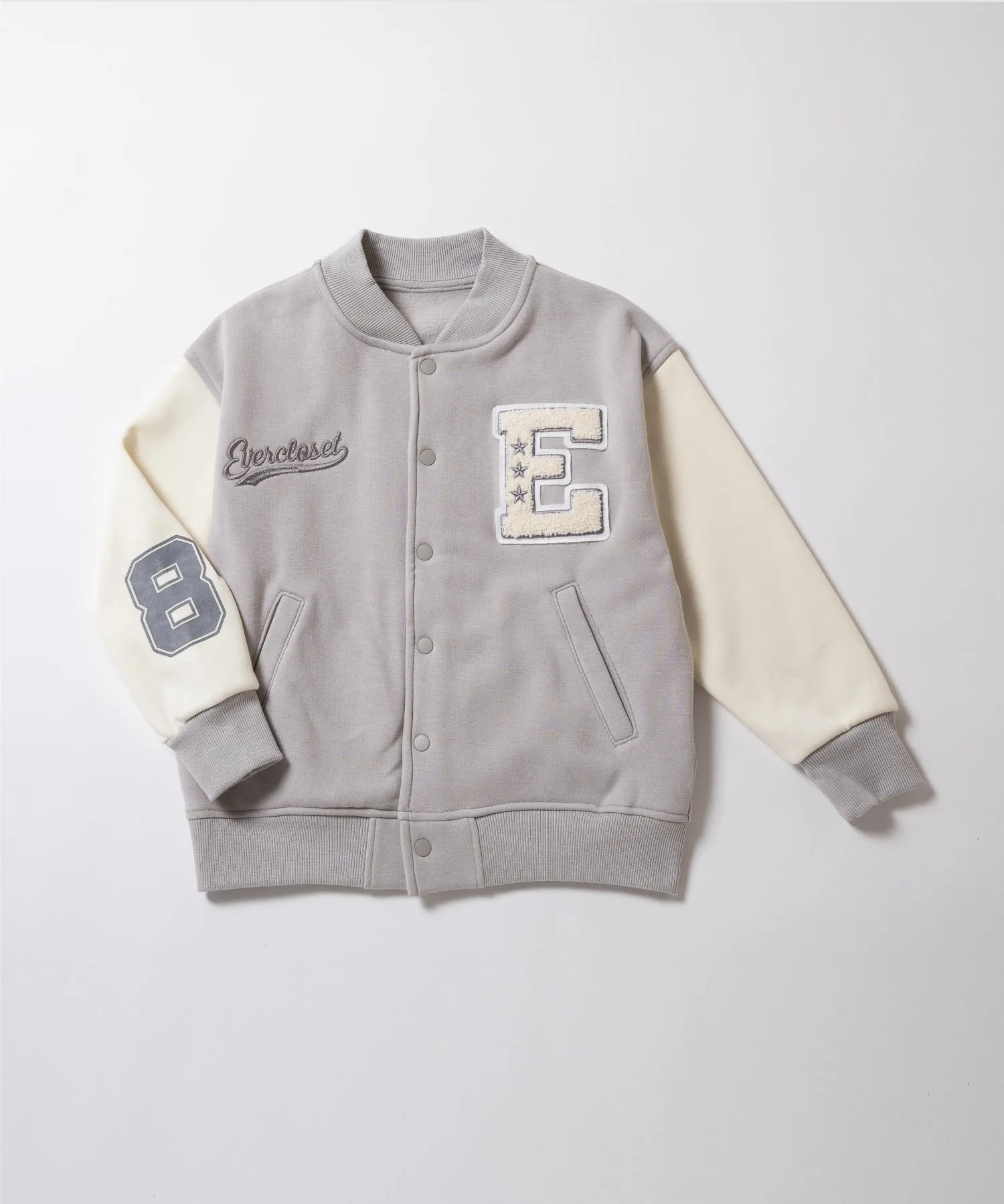 Куртка для стадиона в университетском стиле с флисовой подкладкой Ever Closet, Light gray — фото 3