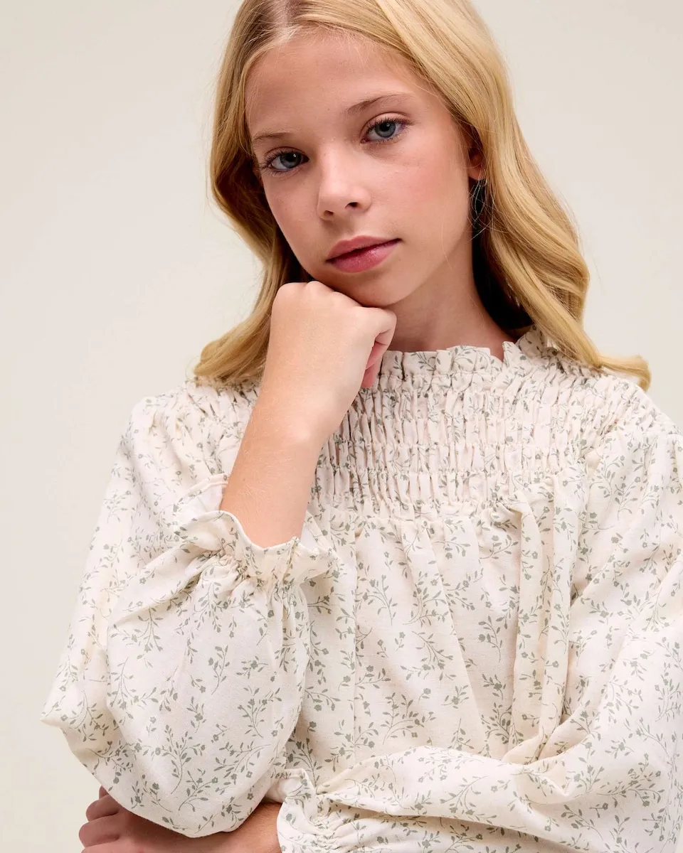 

Детская блузка зеленого цвета с цветочным принтом Dadati, светло-бежевый