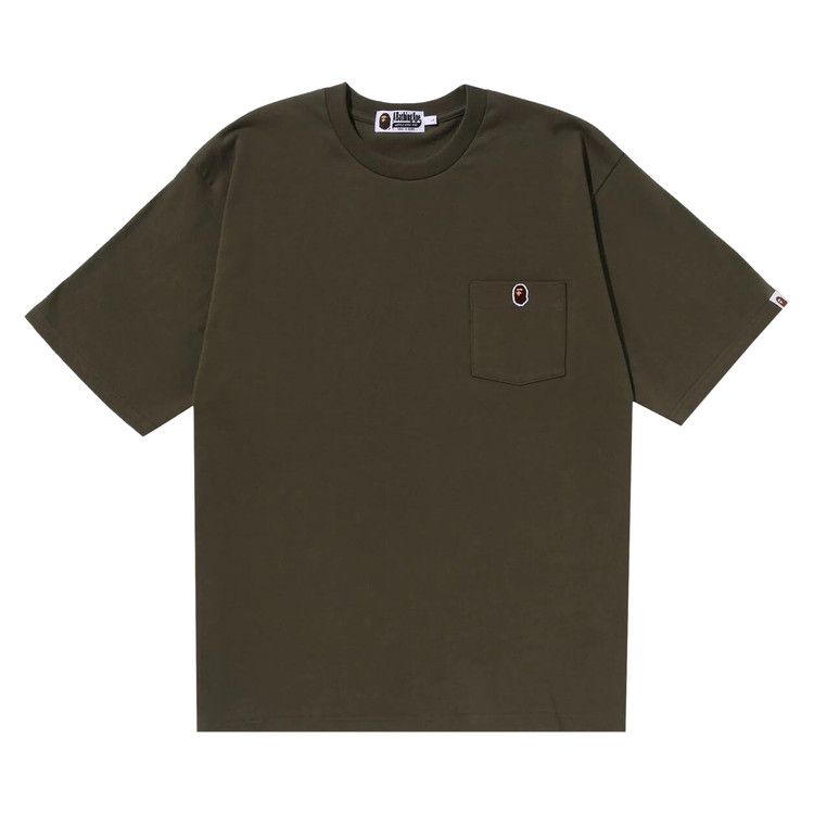 

Футболка BAPE Ape Head One Point Relaxed Fit Pocket Tee, Olive Drab
