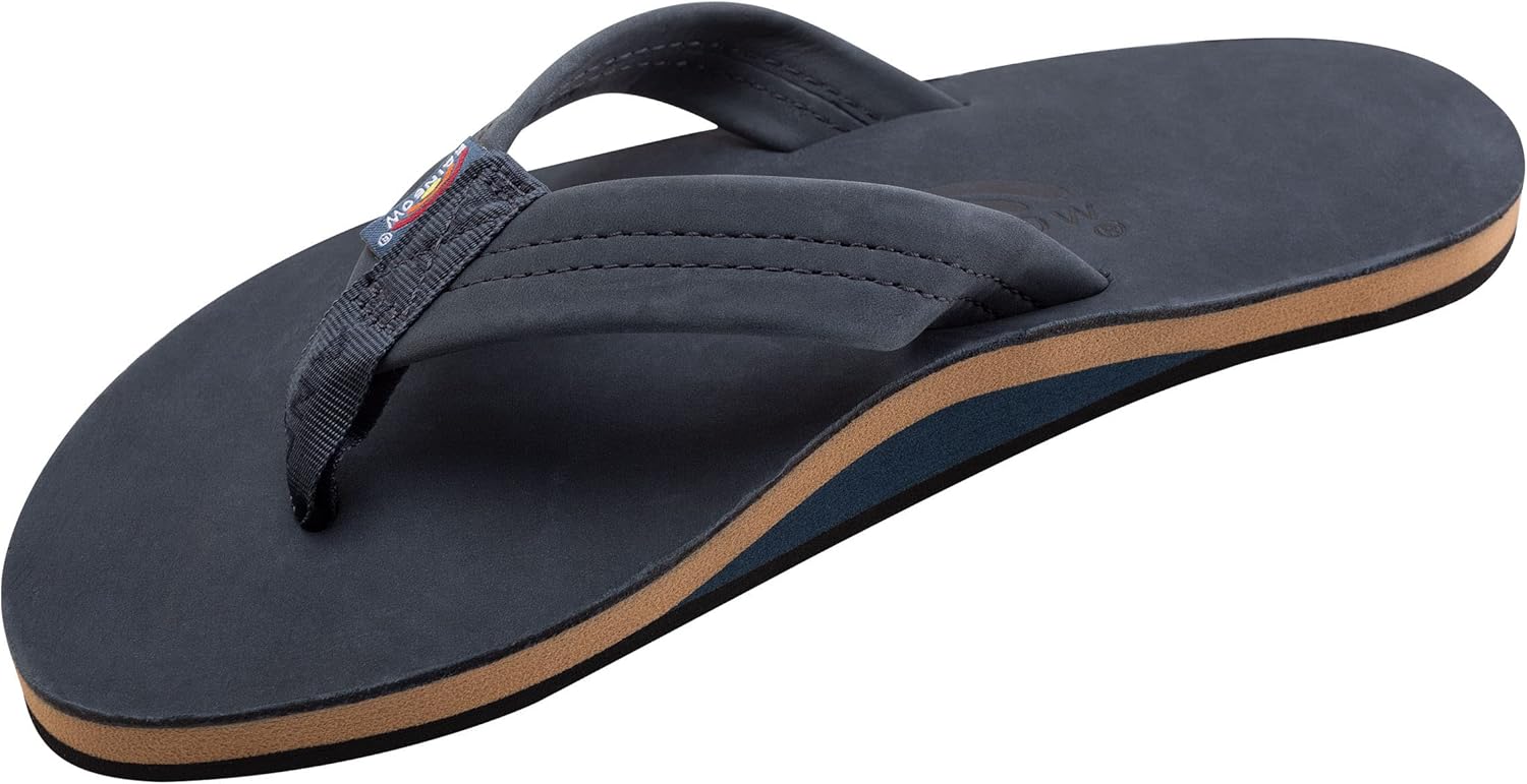 

Мужские сандалии Rainbow Single Layer Premier из кожи Rainbow Sandals, Navy W/Fawn Midsole