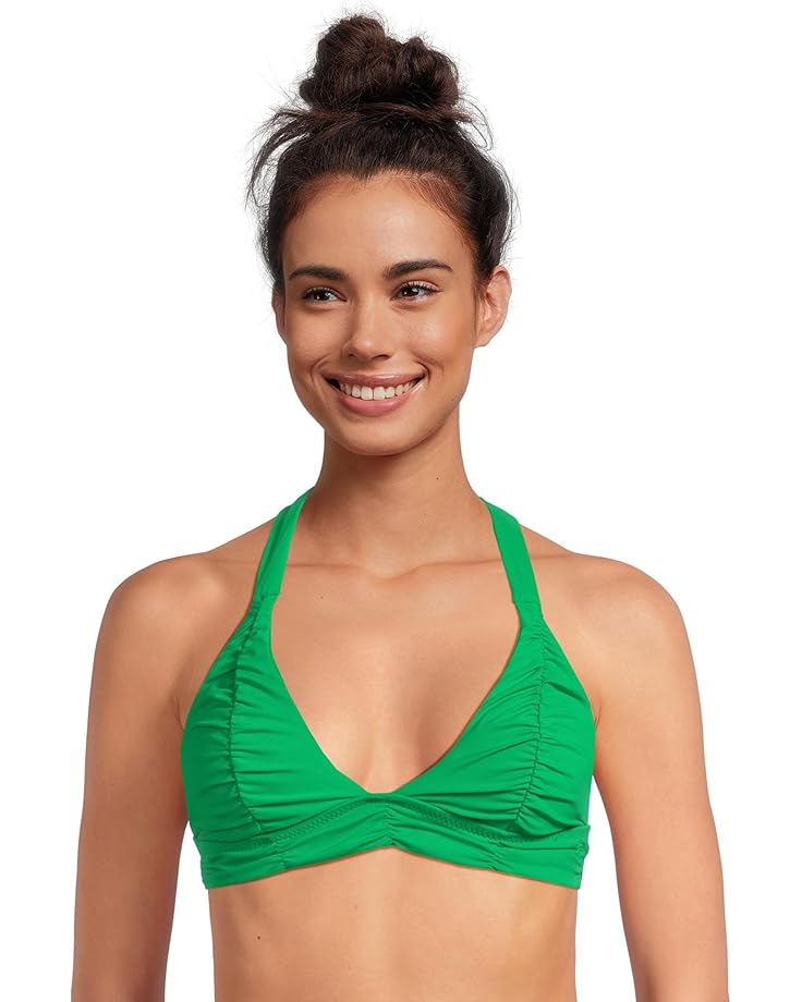 

Пляжный топ BECCA Color Code Mira Rouched Halter Top, цвет Emerald