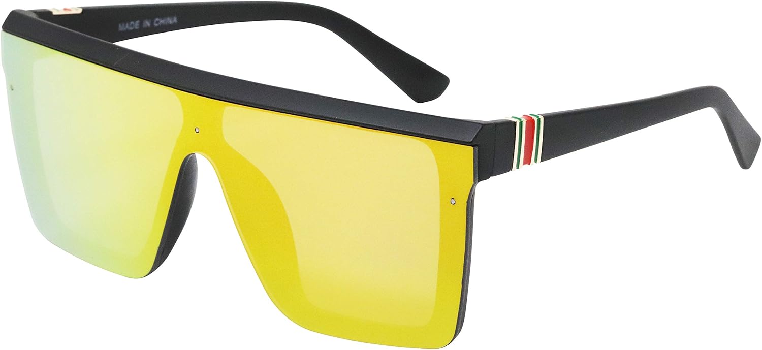 

Безупречные очки. Модные солнцезащитные очки с крупными сдвоенными линзами для женщин и мужчин. Лаконичный стиль. Защита от ультрафиолета UV400 FLAWLESS EYEWEAR, Black/Orange Mirror