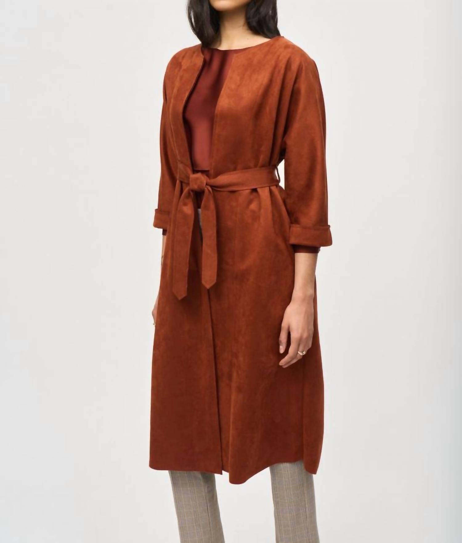 

Коричневый вельветовый прямое пальто Joseph Ribkoff