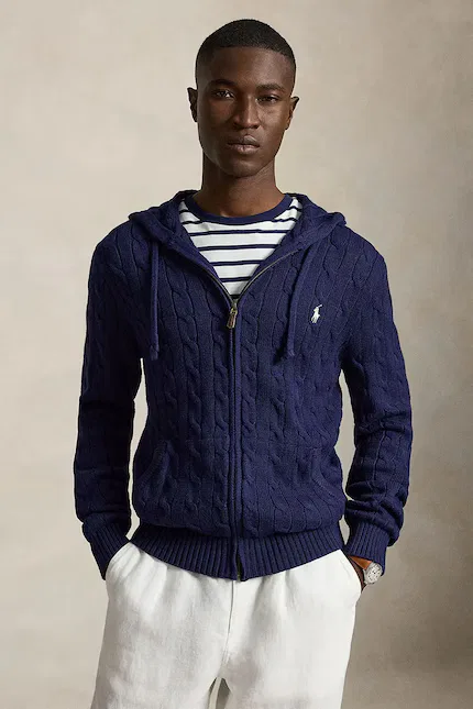 Кардиган мужской с капюшоном на молнии Polo Ralph Lauren, синий
