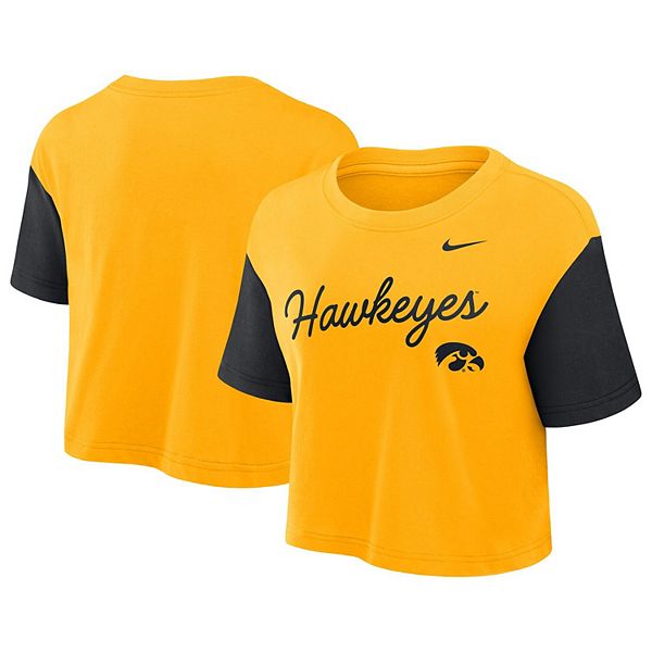 

Женская укороченная футболка iowa hawkeyes с цветными блоками и надписью Nike