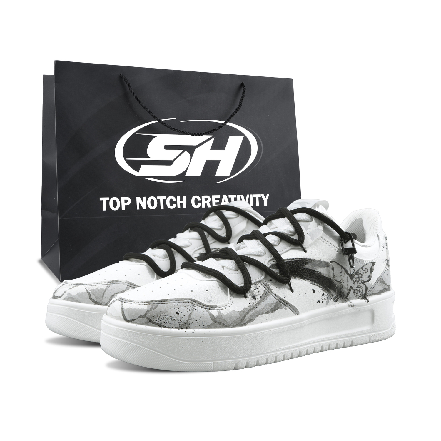 

Свободные устойчивые к истиранию сбалансированные низкие кроссовки для скейтбординга мужские ANTA, Ink Butterfly