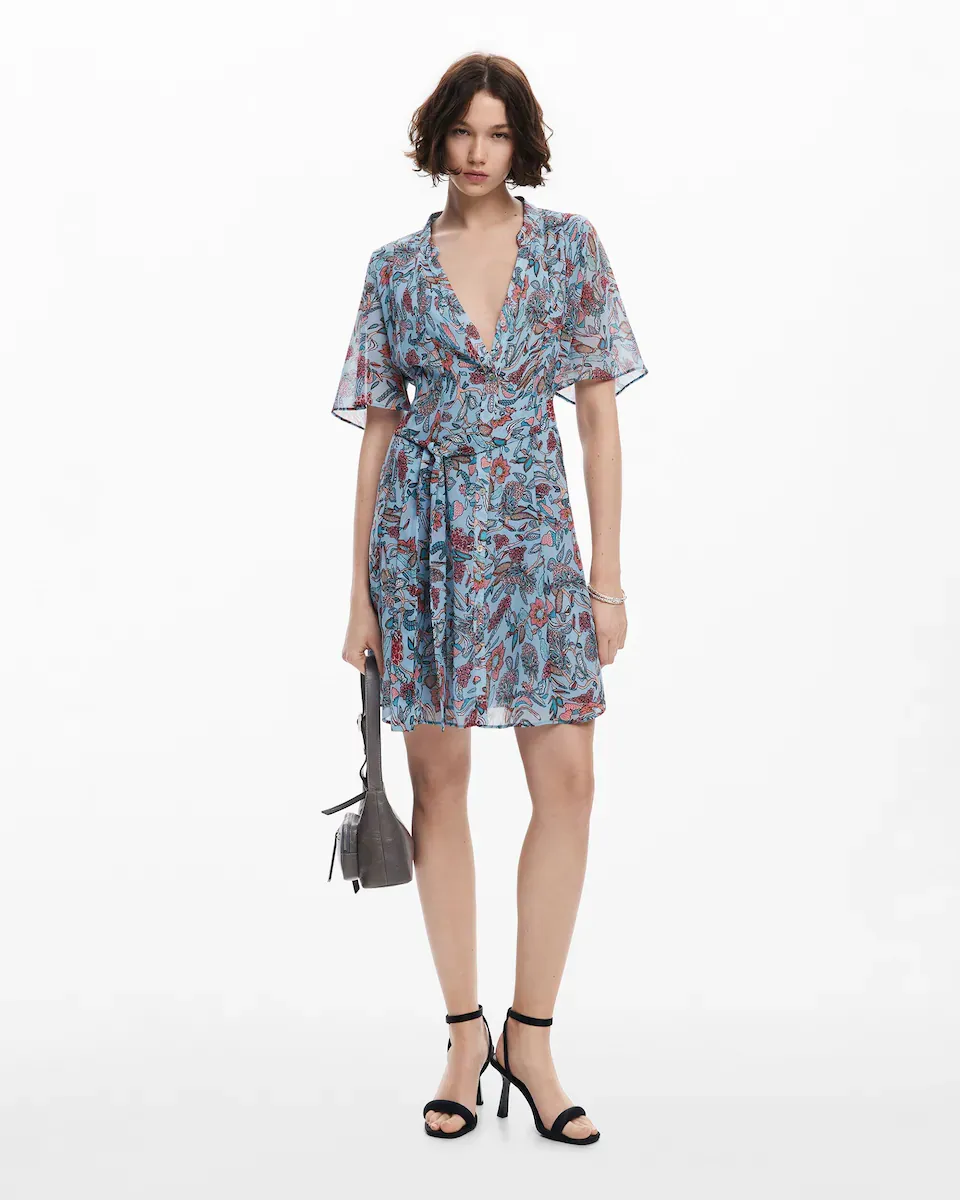 

Короткое платье с цветочным мотивом Desigual, синий