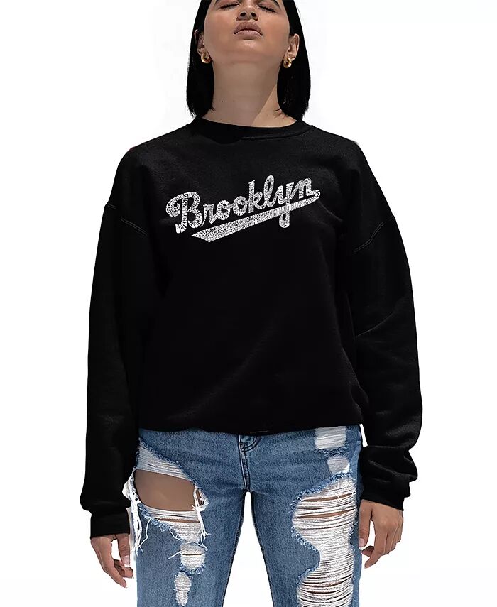 

Женская толстовка с круглым вырезом Word Art Brooklyn Neighborhoods LA Pop Art, черный