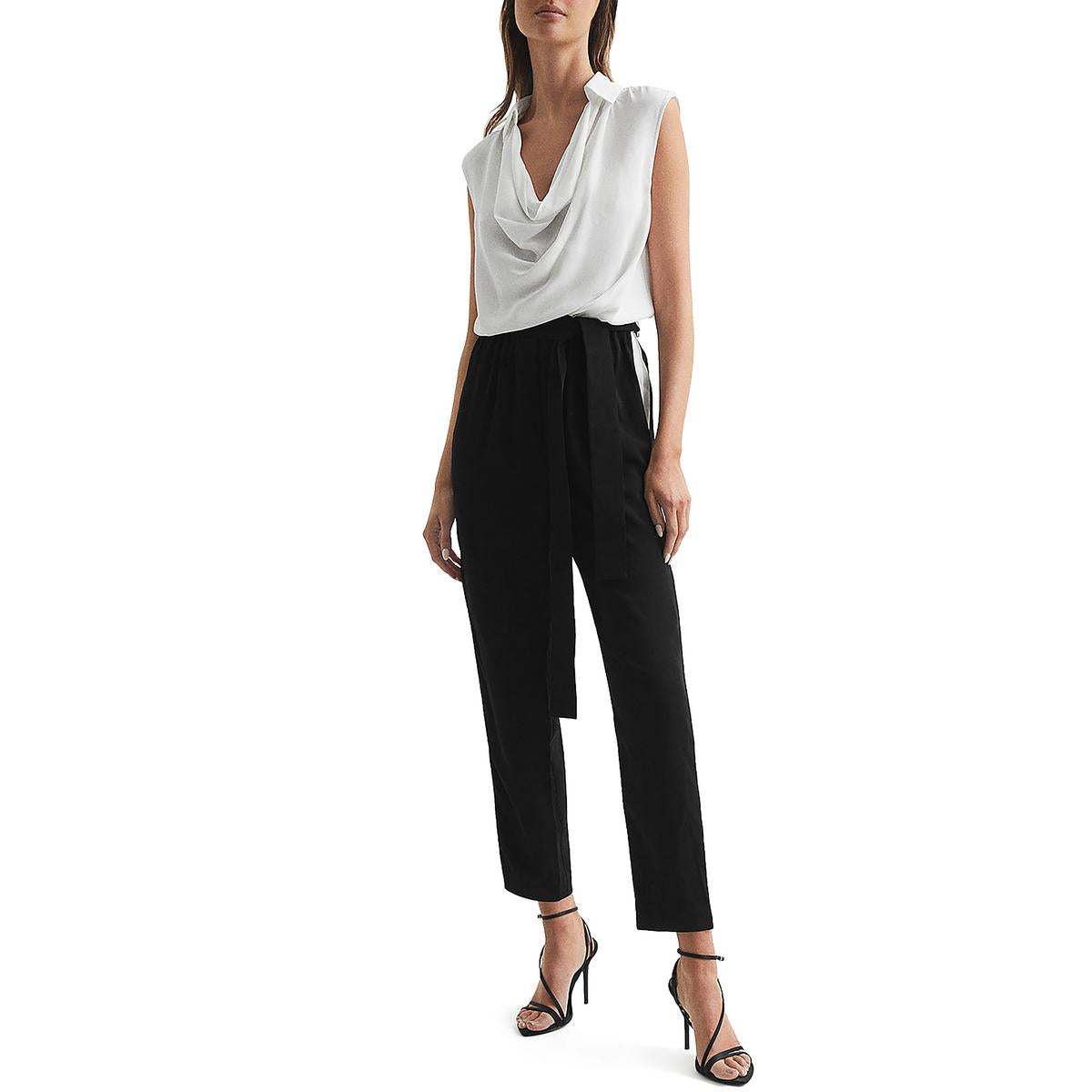 

Женский комбинезон без рукавов Allie Colorblock Reiss, черный/слоновая кость