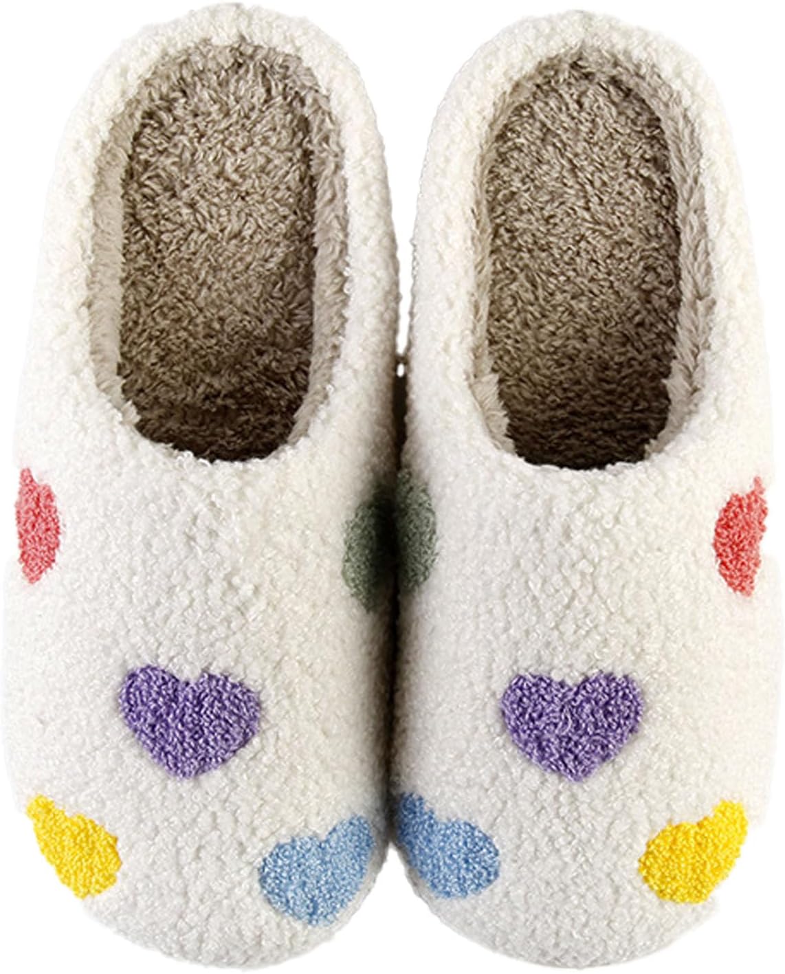 

Женские домашние тапочки oukisam Colorful Little Love, мужские мягкие тапочки, повседневные домашние тапочки, ретро мягкие плюшевые теплые тапочки на слипоне, для улицы и дома, для спальни, с противоскользящей подошвой