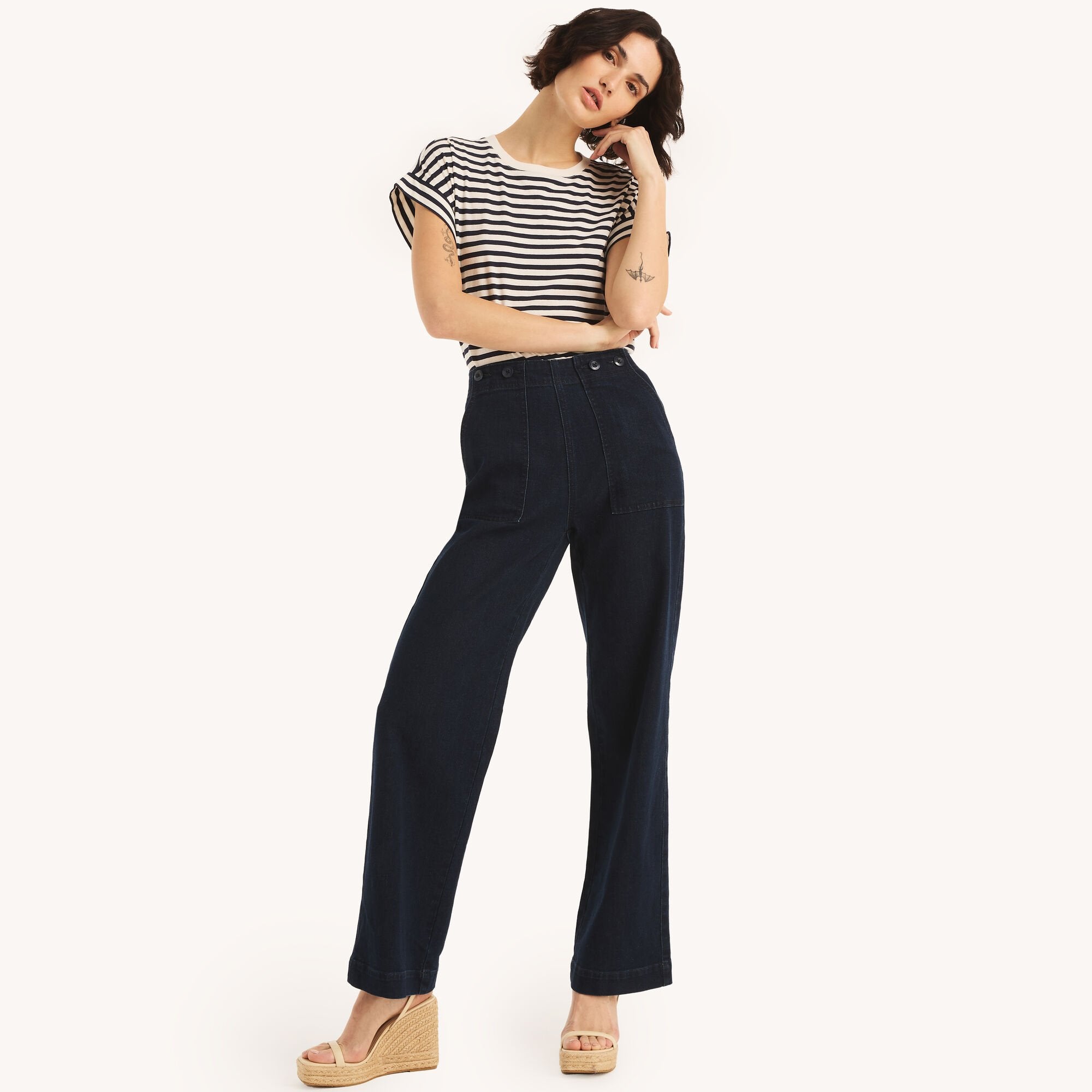 

Женские джинсы Nautica True Flex с высокой талией, изготовленные с учетом экологических требований, в матросском стиле, цвет stately blue wash