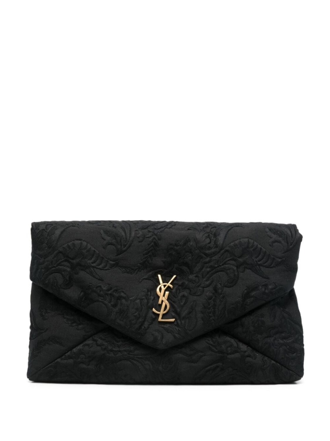 

Клатч Saint Laurent с цветочно-жаккардовым узором, черный