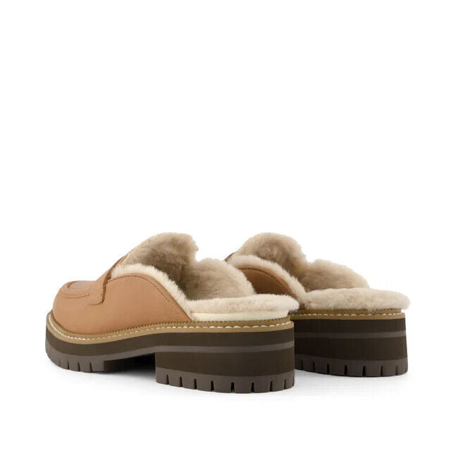 Женские лоферы Toms Cara 10021732, коричневые кожаные мюли с искусственным мехом, размер 7,5, KHD1522 — фото 2