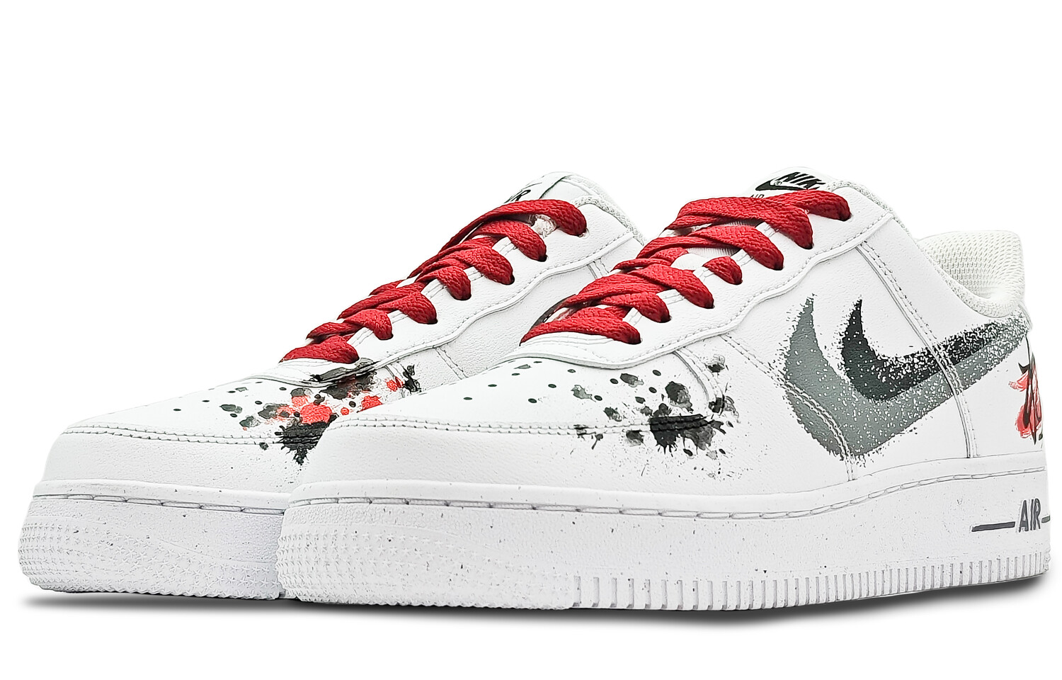 

Кроссовки Nike Air Force 1 Skateboard Shoes Unisex Low-Top Black Red