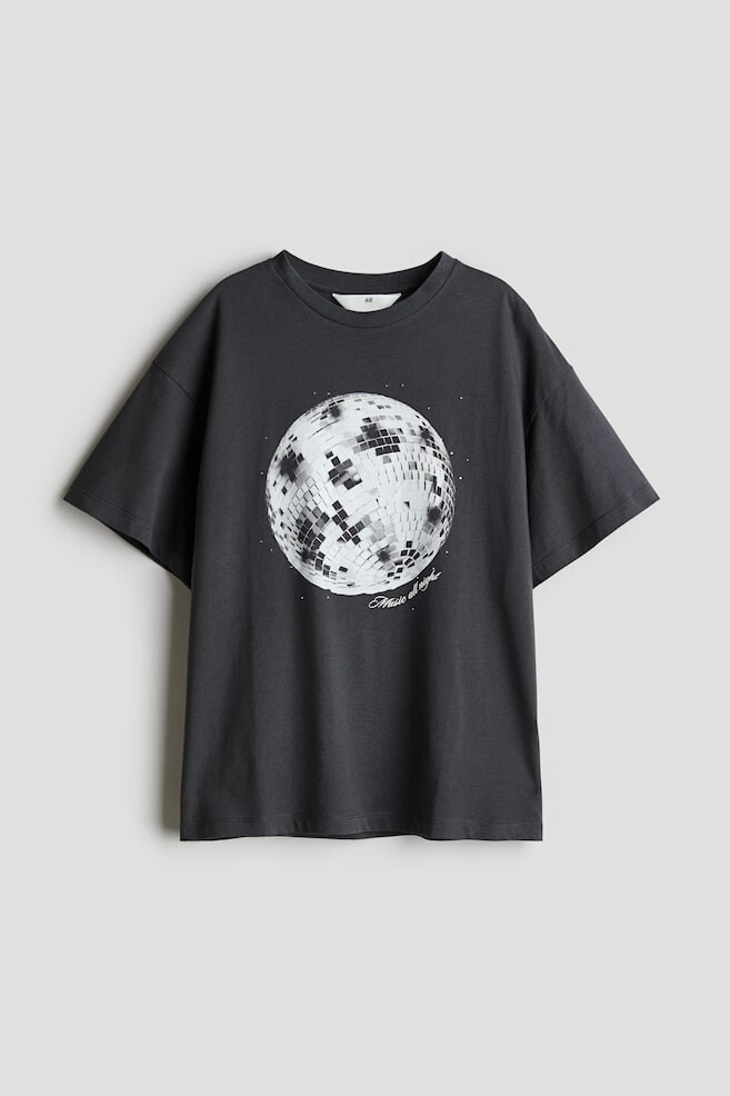 

Футболка оверсайз с принтом H&M, серый