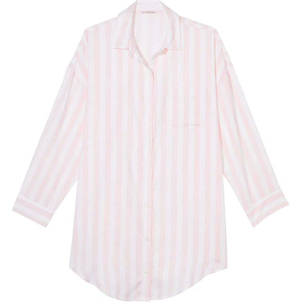 Женская пижамная рубашка Modal Cotton Sleepshirt Pretty Blossom Stripes, светло-розовый Victoria's Secret, Light Pink