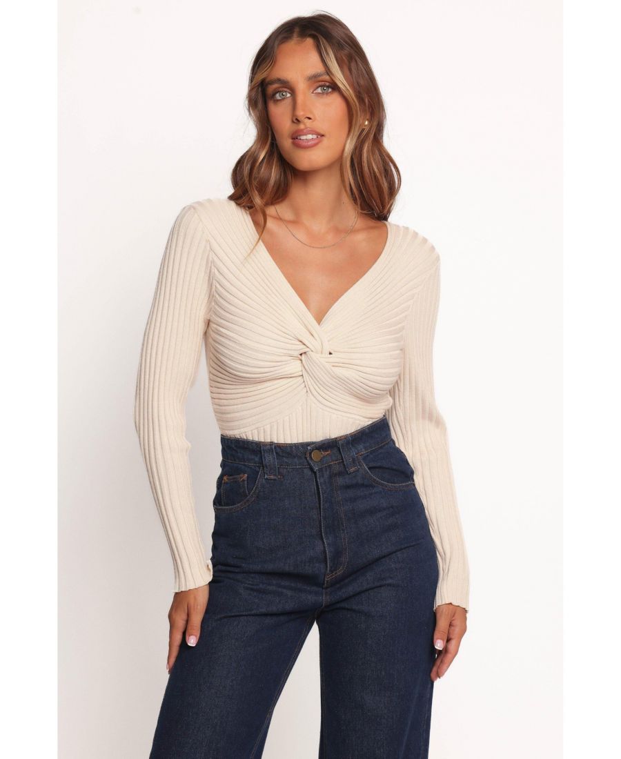 

Женский вязаный топ с полускрученными деталями Petal and Pup, Cream