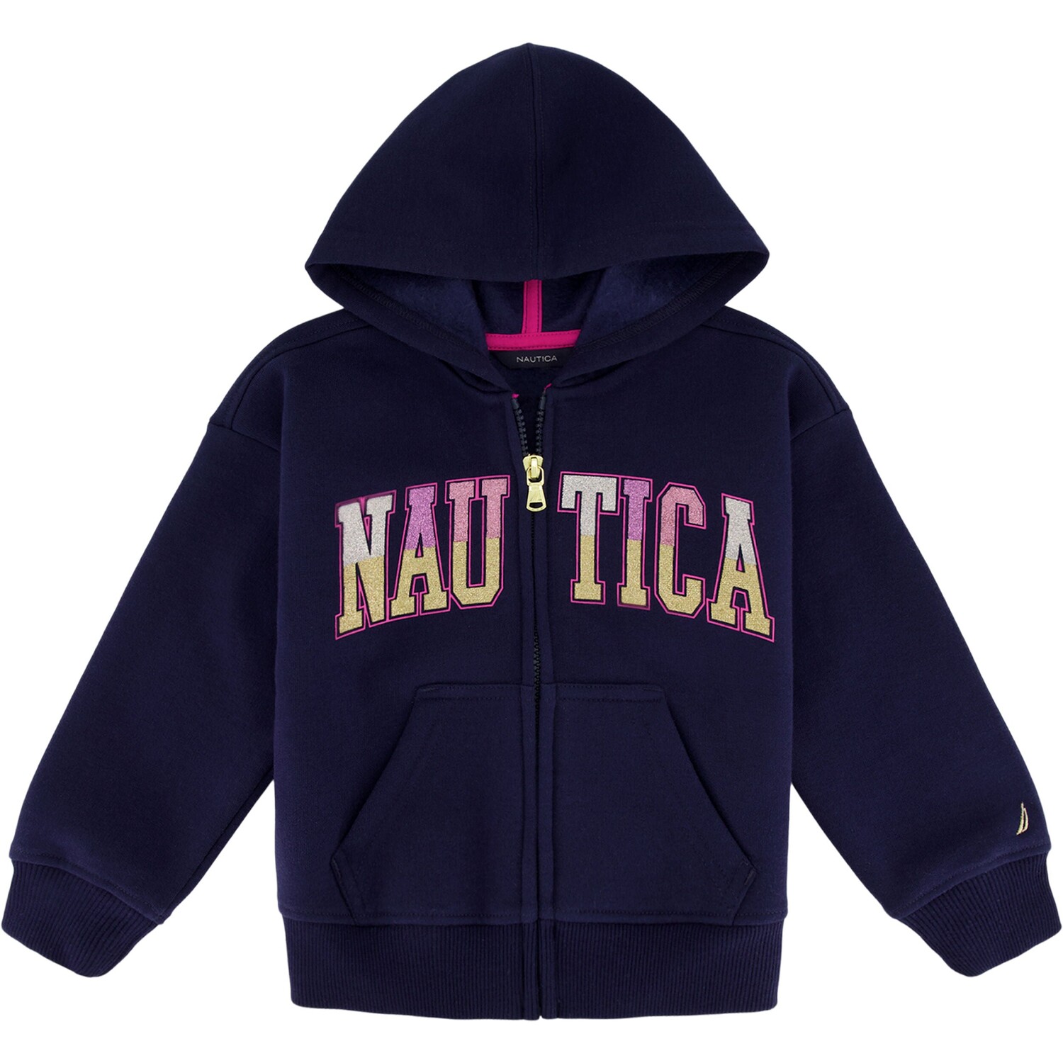 

Флисовая толстовка с блестящей молнией во всю длину Nautica Little Girls (4-6X), цвет Algae Green