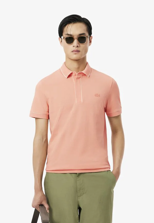 Контрастная рубашка-поло smart paris стрейч с рибетом Lacoste, Rose Corail-Ui