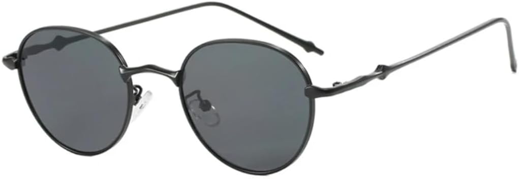 

Солнцезащитные очки с защитой UV400 | Маленькие круглые металлические цветные линзы | для женщин и мужчин, для занятий спортом на открытом воздухе и вождения DSVIGF, Black Gray