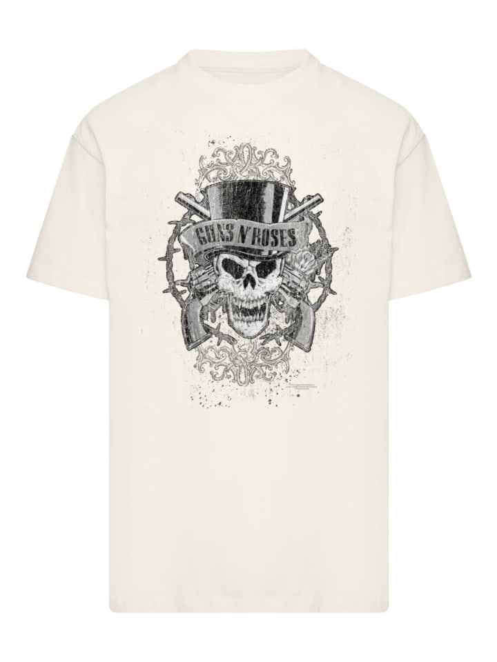 

Футболка большого размера с изображением черепа и пистолетов Guns 'N' Roses в песочном цвете F4NT4STIC, Бежевый, Футболка большого размера с изображением черепа и пистолетов Guns 'N' Roses в песочном цвете F4NT4STIC