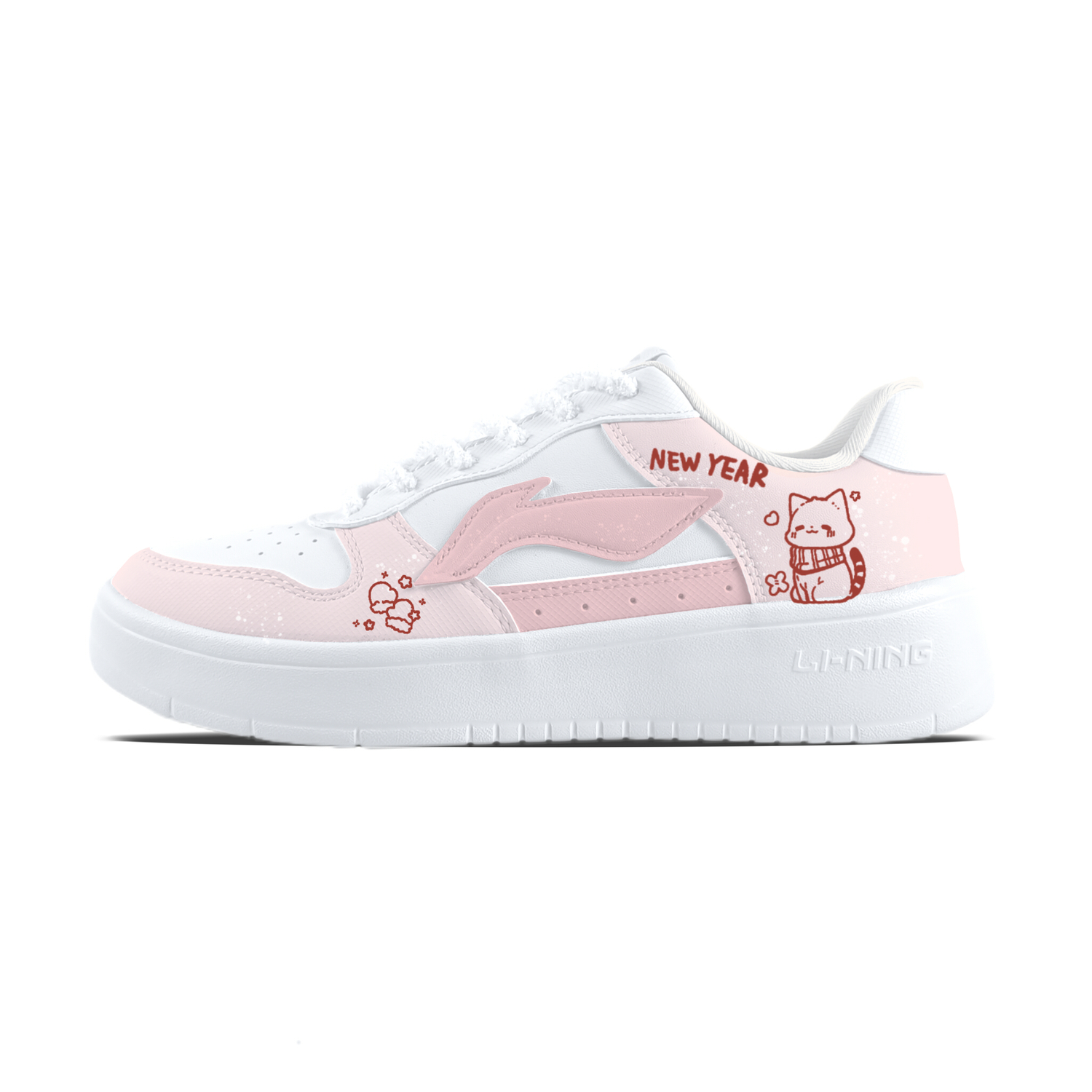 

Плавающие скейтбордные кроссовки Li Ning Floating Boat с противоскользящим, износостойким и дышащим покрытием, низкие, унисекс., розовый белый