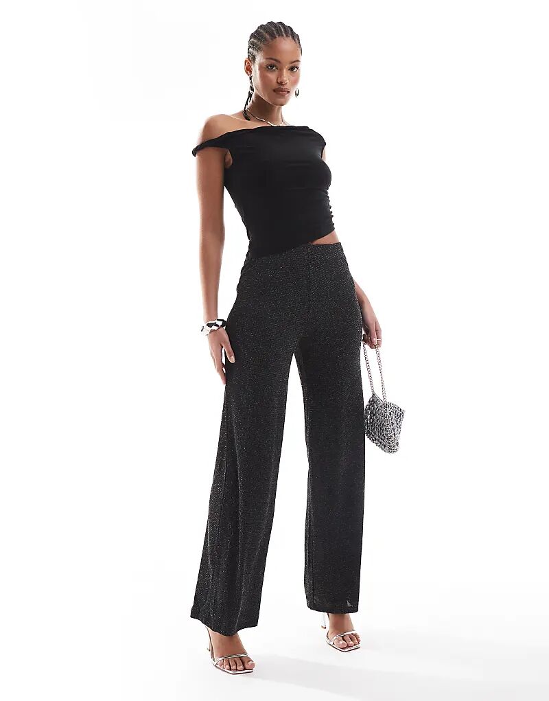 

Широкие брюки черного цвета с блестками Vero Moda
