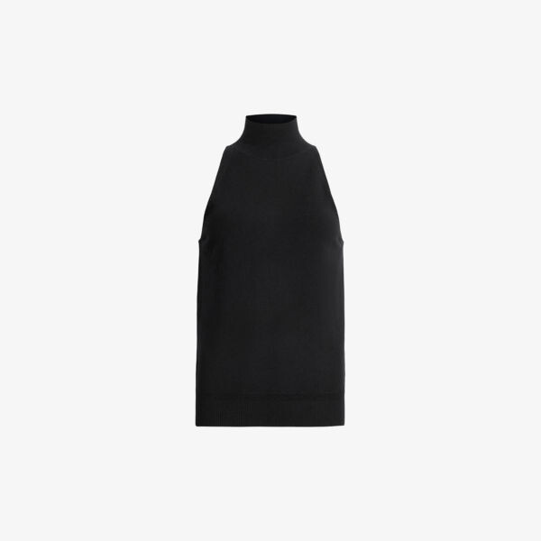 

Приталенный топ Connie из мериносовой шерсти с высоким воротом Allsaints, черный