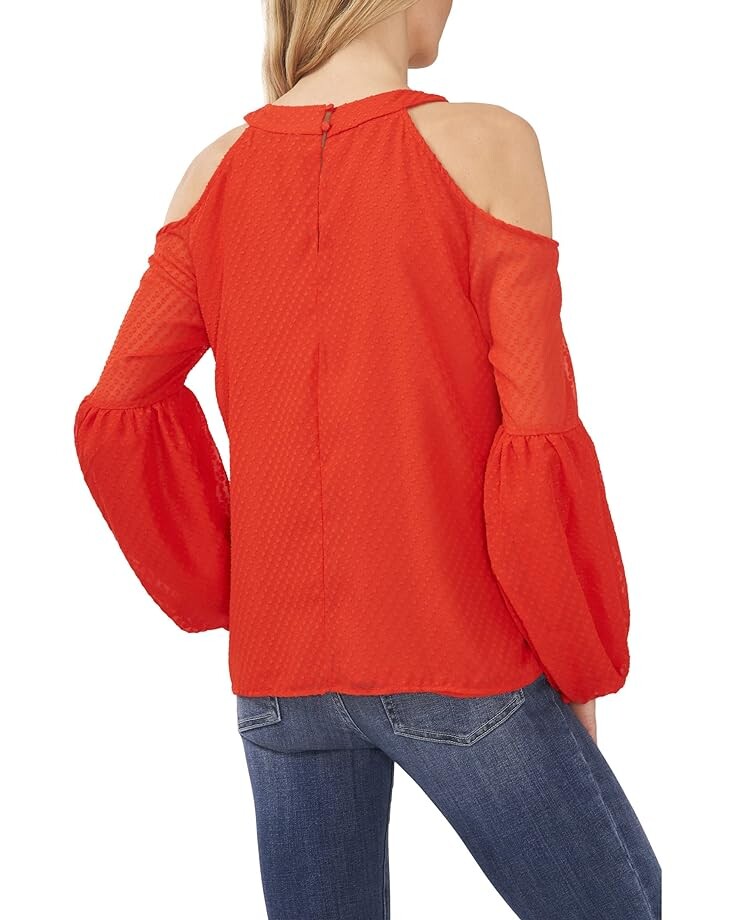 

Блуза CeCe Cold-Shoulder Clip Blouse, цвет Poppy Red