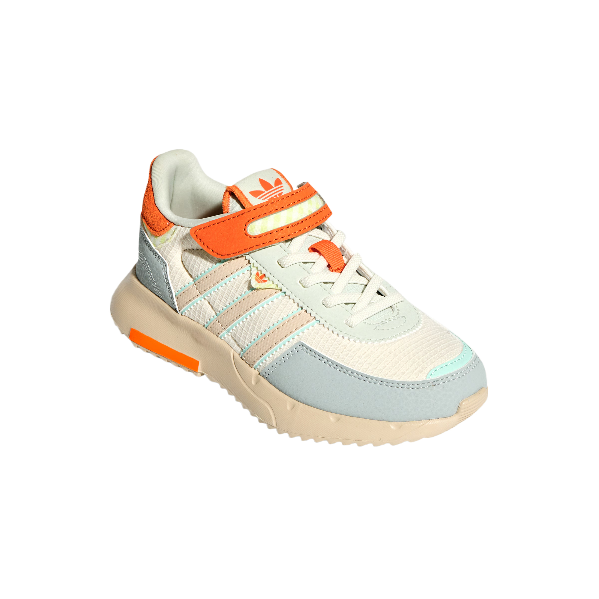 Retropy F2 Fabric низкие повседневные кроссовки для детей Adidas Originals, айвори/оранжевый желтый/linen crystal коричневый — фото 4