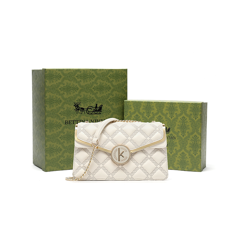 

BETTINA VIVIAN Женская кожаная сумка через плечо экрю, Ecru