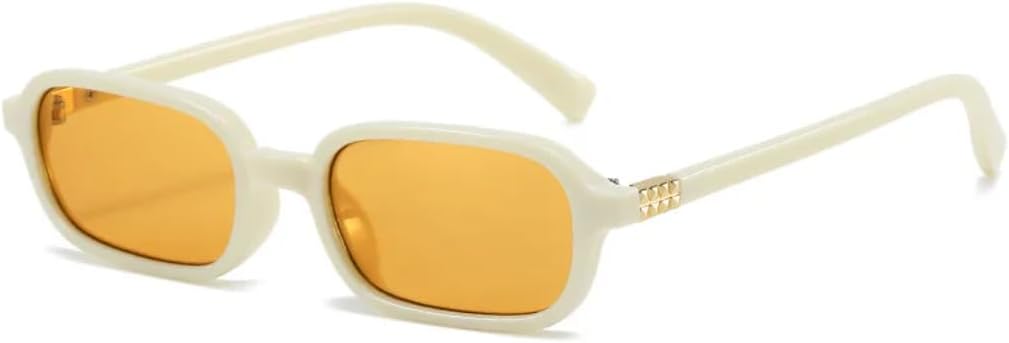 

Солнцезащитные очки для мужчин и женщин - защита UV400 - маленькая оправа, линзы конфетных цветов, для занятий спортом на открытом воздухе и вождения DSVIGF, Beige Orange