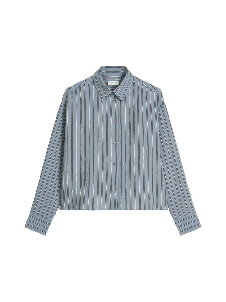 

Свободная укороченная блузка в полоску с жатым узором, средне-синего цвета Marc O'Polo