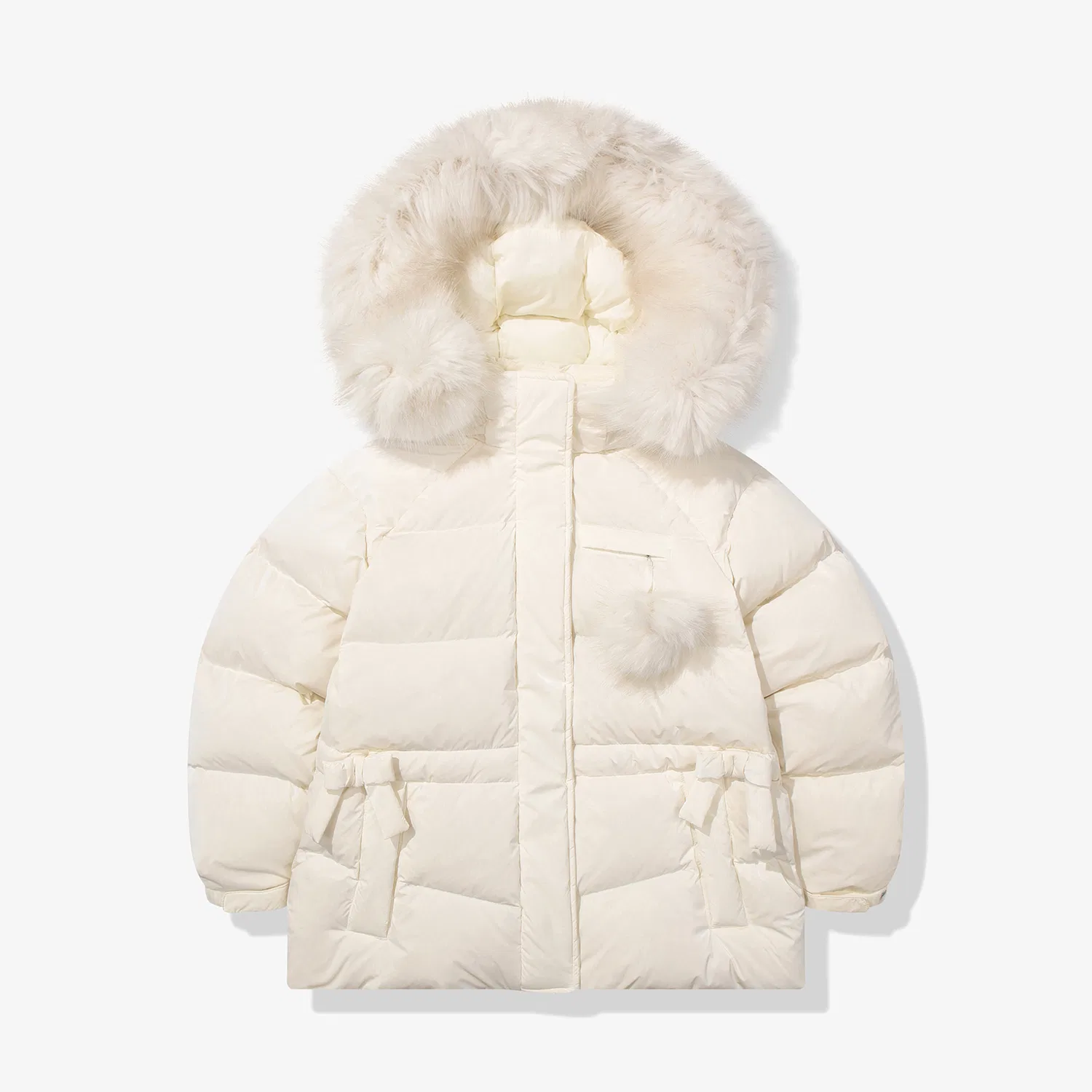 Детский пуховик с бантом и помпоном белый от Fila Kids — фото 2