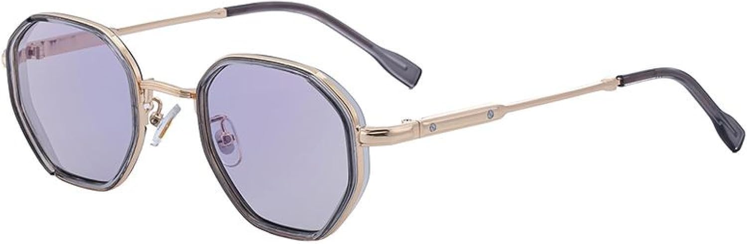 

Классические маленькие восьмиугольные солнцезащитные очки для женщин, роскошная винтажная металлическая оправа, многоугольные модные очки для вождения с защитой от УФ-излучения UV400 TVTBBVV, C7goldgrayblue