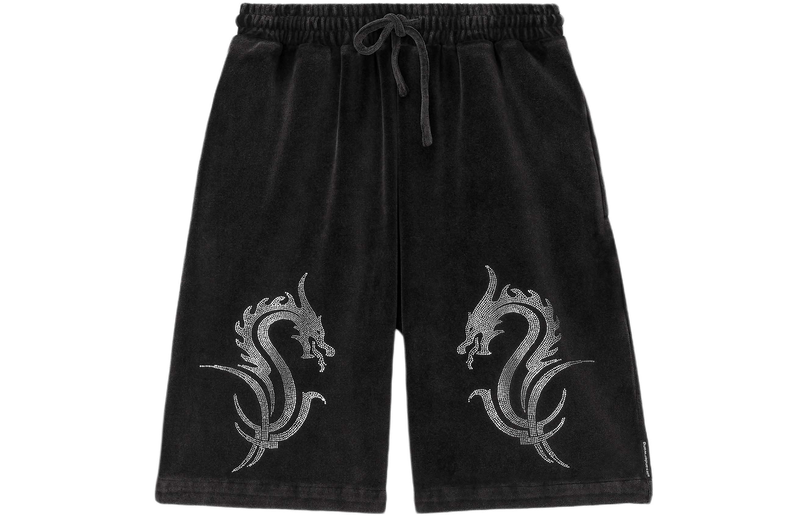 Кристально-драконьи велюровые шорты Alexander Wang, черные — фото 2