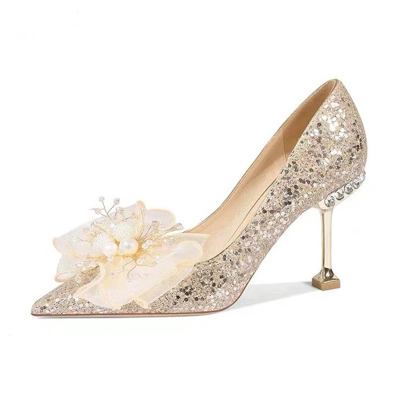 Туфли женские на высоком каблуке Imono, цвет Champagne Gold 7cm