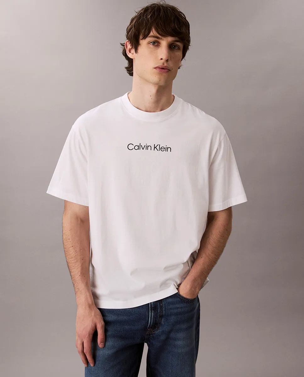 

Мужская футболка с нанесенным логотипом Calvin Klein, белый
