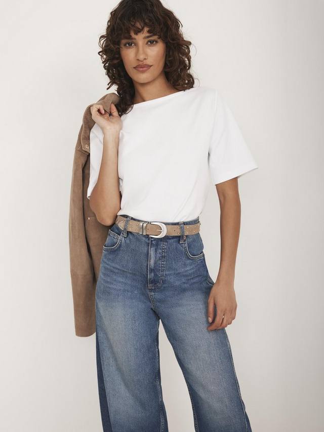 

Хлопковая футболка с v-образным вырезом Mint Velvet, White Ivory