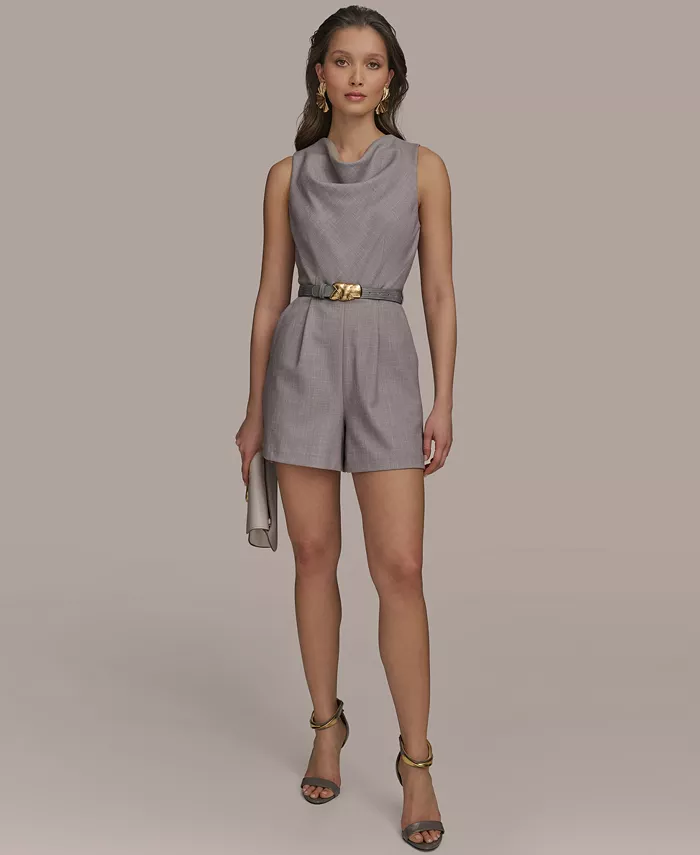 

Мини-комбинезон с поясом и воротником-хомутом Donna Karan New York, коричневый