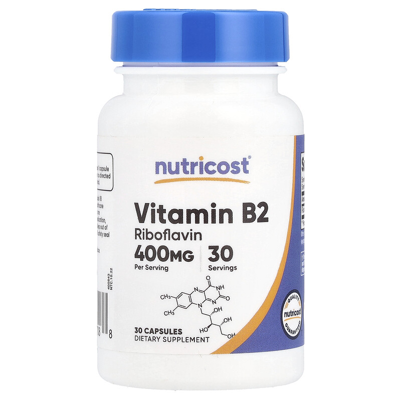 

Nutricost, Витамин B2, 400 мг, 30 капсул